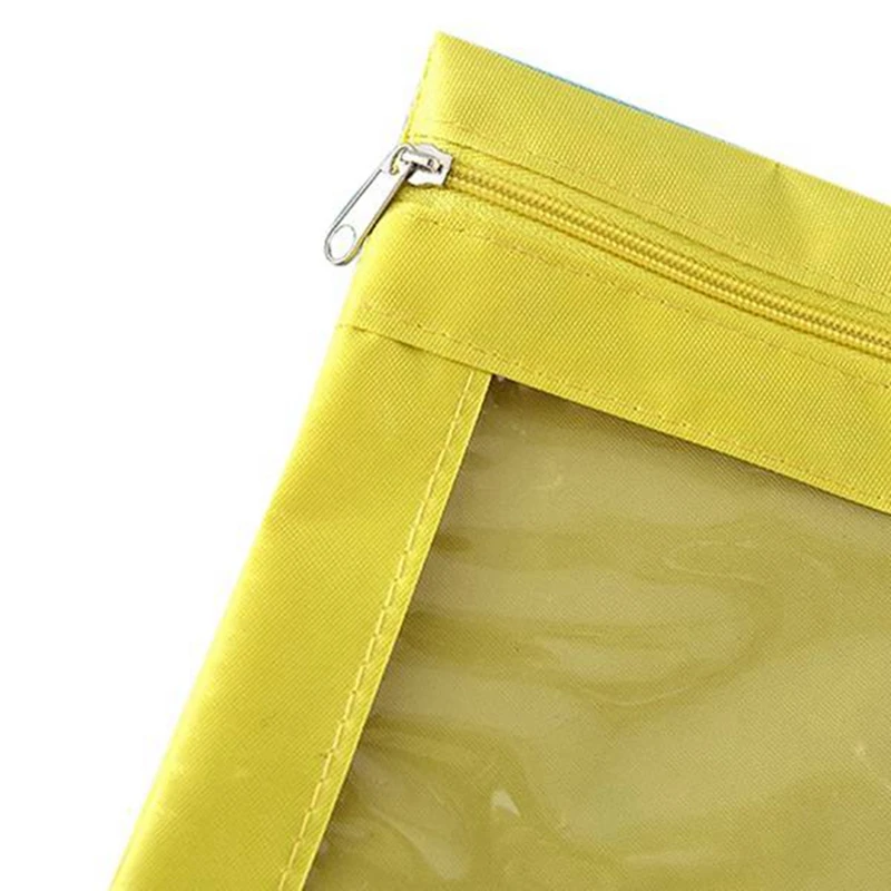 8PCS Three-Hole Large-Capacity Pencil Case Durable Binder Pouch With Clear Window Yellow