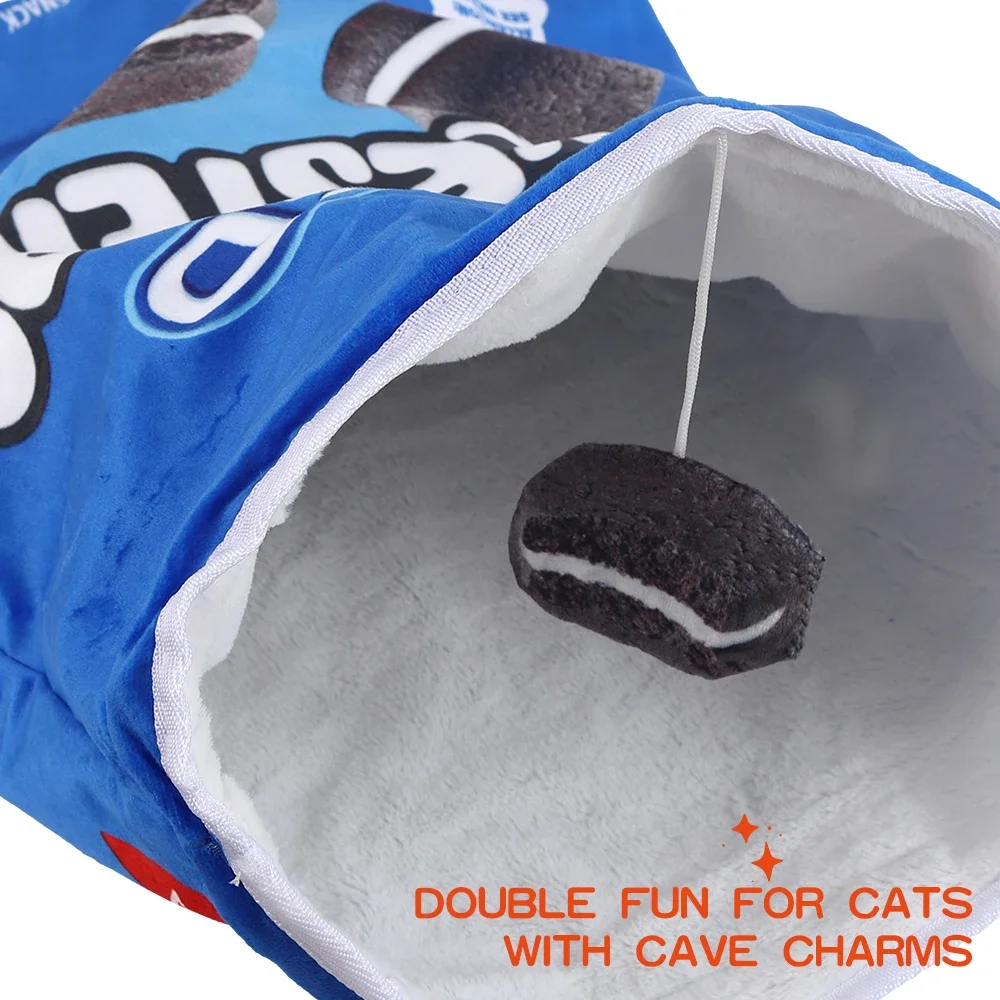 6 Halloween Gourmet Pattern Designs Cat Tunnel Toy, Cat Birthday Gift,Collapsible Interactive Cat Drill Bag Pet Toy