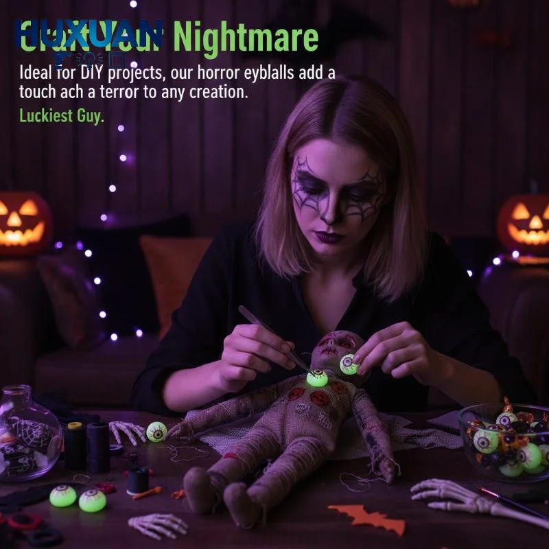 10Pcs Glow In Dark Halloween Luminous Bouncy Eyeballs For Haunted House Home Bar Horror Decor Props