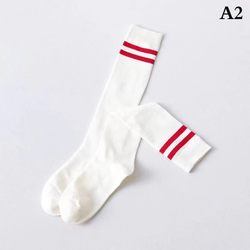 Women Solid Color Striped Cotton Calf Socks Girls Casual Sport Korea Fashion Stockings Warm Long Knee High Socks Japanese Style