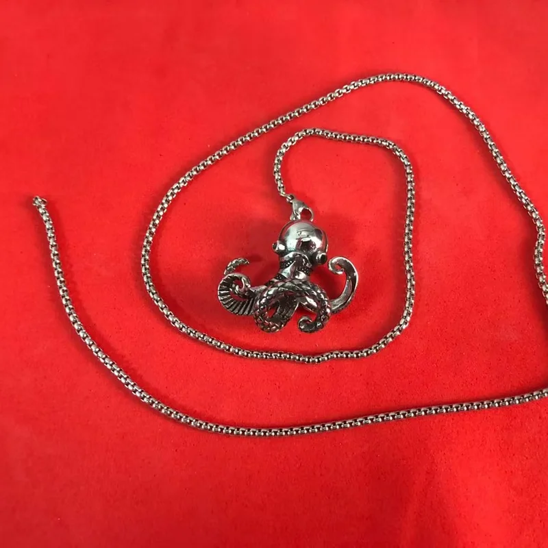 Stainless steel polished punk wind squid Octopus pendant