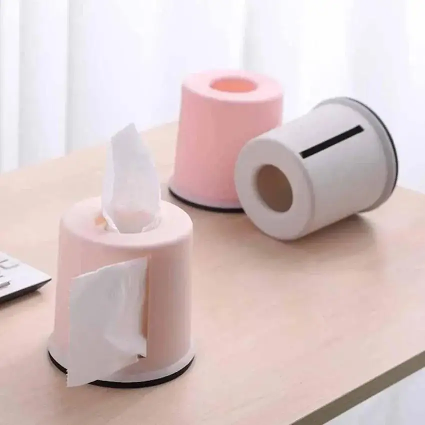 Simple Tissue Box Circular Living Room Paper Box Cylindrical Toilet Paper Roll Box Multifunctional Household Storage Box