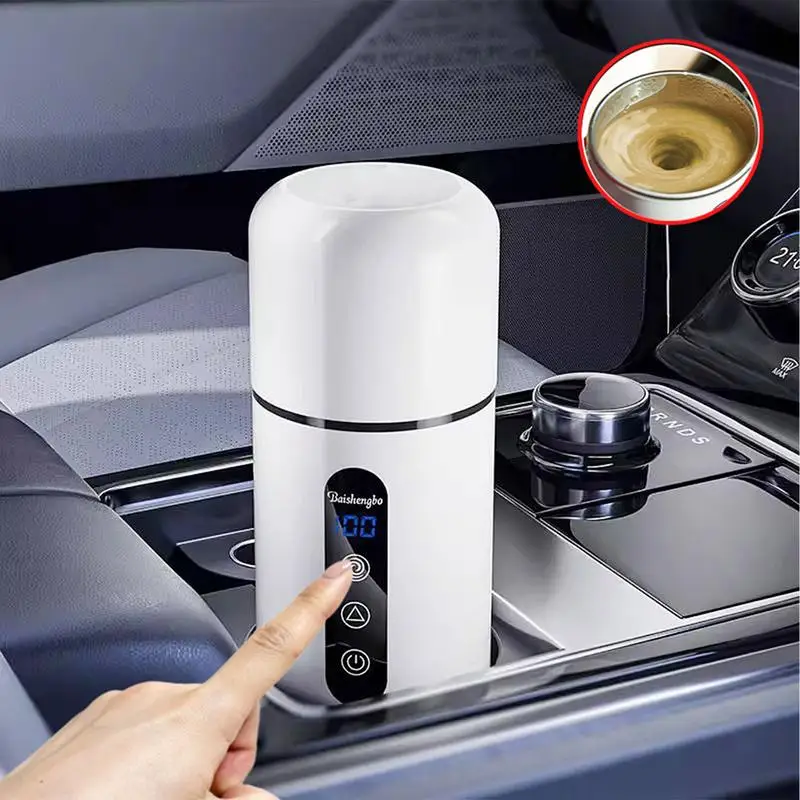 420ml Electric Kettle Portable Car Heating Cup 304 LED Smart Temperature Control Warmer Stirring Cup Heating Bottle Mixing Cup