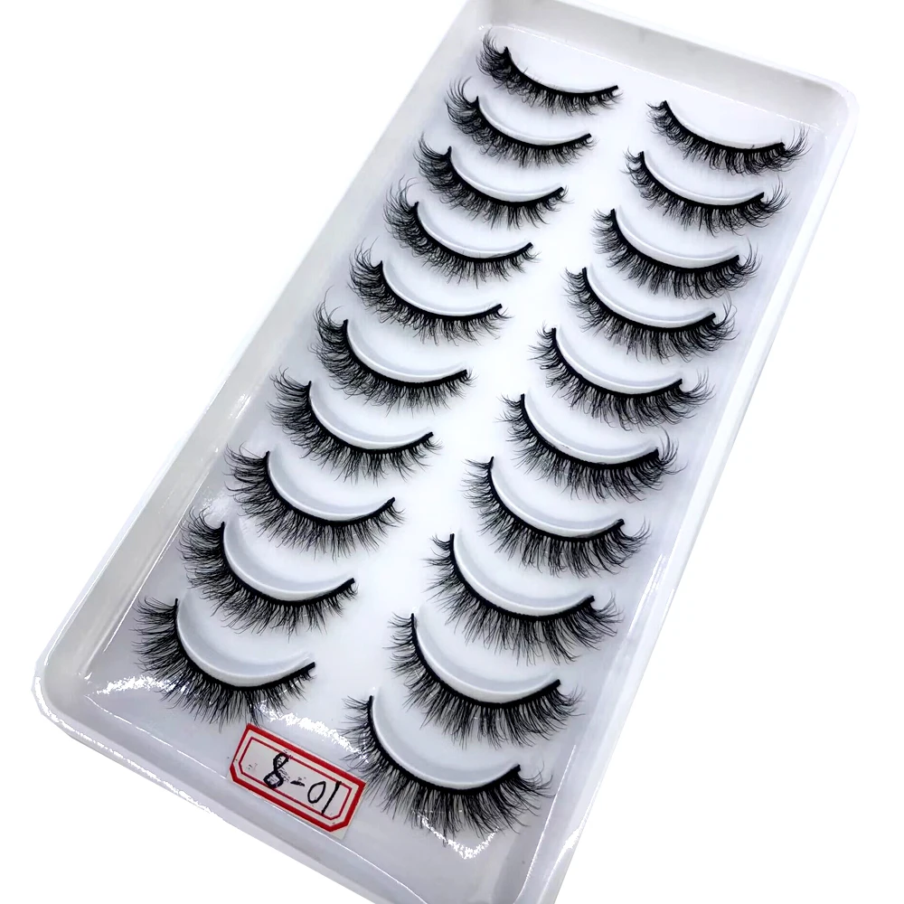 AMSDCN Künstliche Kurze Nerz-Wimpern, Natürlich Dramatische Falsche Wimpern, 10 Paar 3D-Wimpern für Make-up – Detail 25