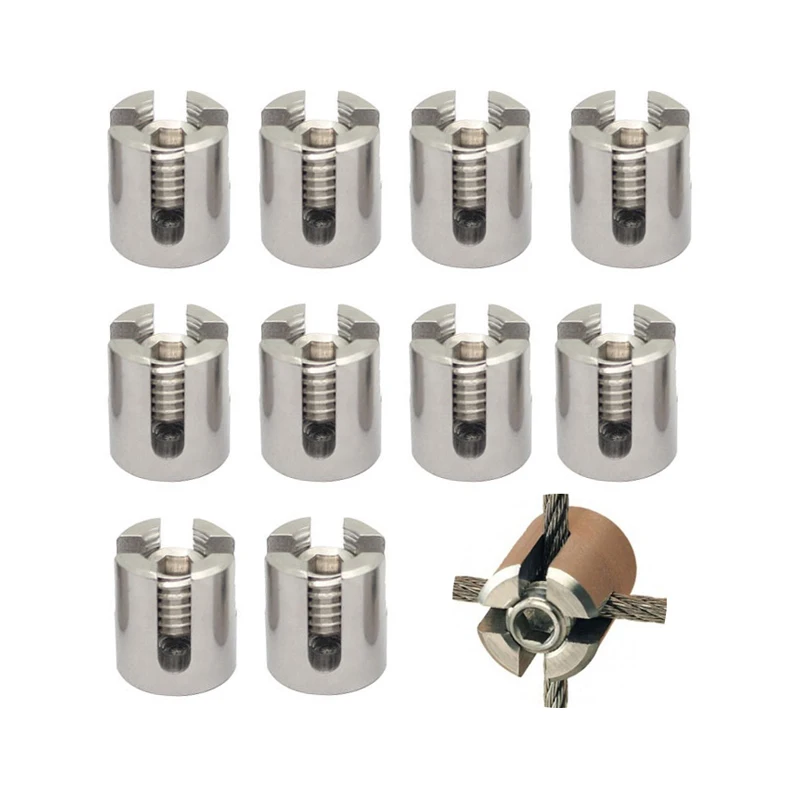 10Pcs Stainless Steel 316 Cable Railing Cross Cable Clamps for 1/8