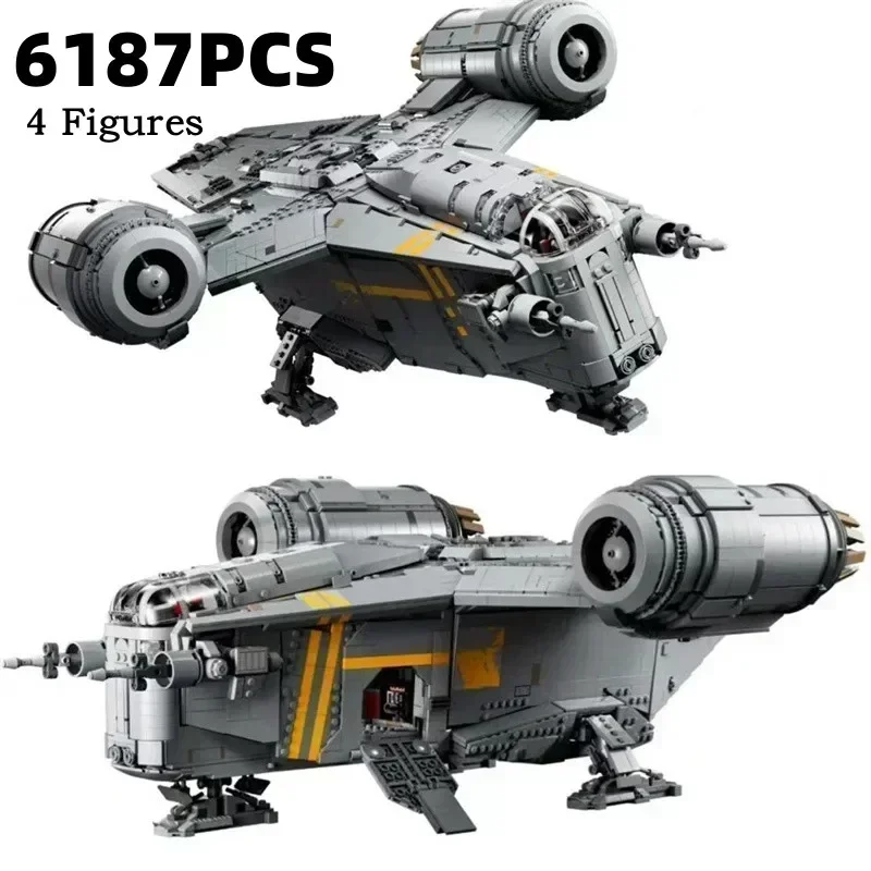 60017 The Razor Crest Assembly Building Block Model Set Compatible 75331 6187Pcs Creativity Spaceship Brick Toys for Kid 75292