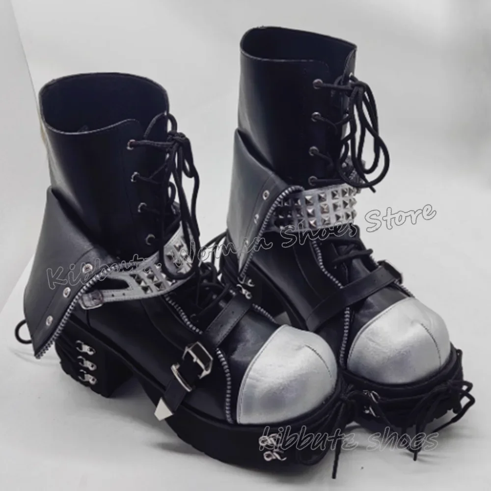 

Velvet Ankle Boots Patchwork Genuine Leather Zipper Fashion Rock Sexy Concise Luxury Hot Girls Shoes Square Toe Chunky Heel New