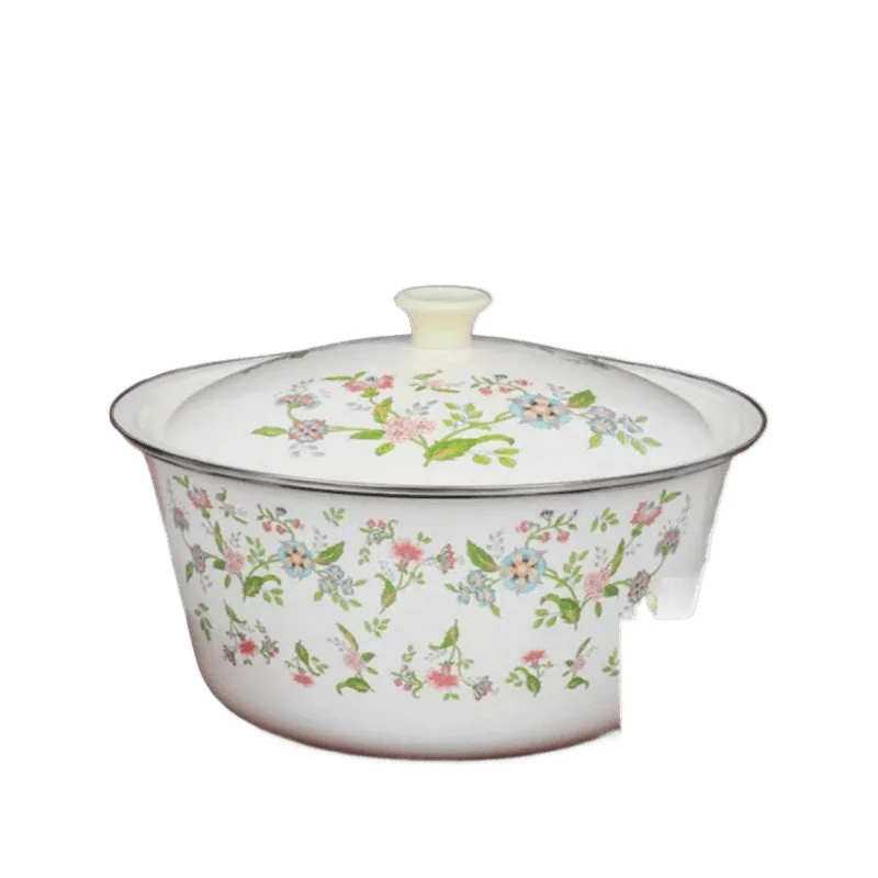 

Thickened classic enamel enamel pot with lid, nostalgic old-fashioned enamel lard pot household dumpling filling pot lid