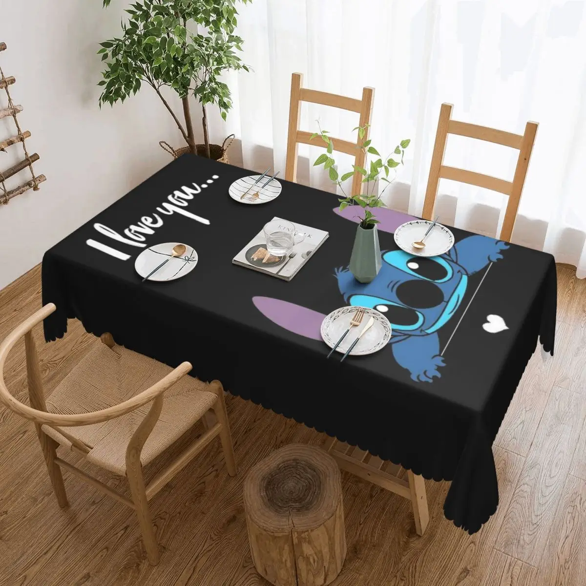 Customized Rectangular Waterproof Oil-Proof Cute Stitch Tablecloth Table Cover 40