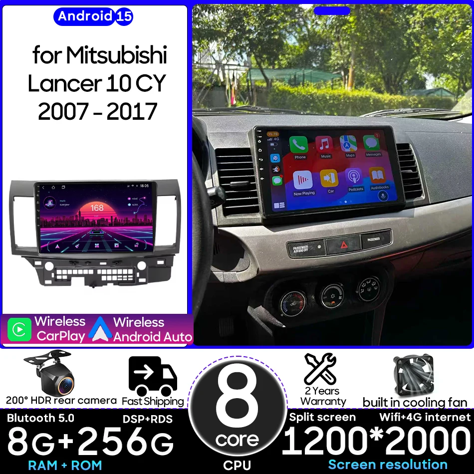 

Android для Mitsubishi Lancer 10 CY 2007-2017 Автомобильный мультимедийный плеер Carplay Авто головное устройство Радио Видео Стерео Навигация GPS