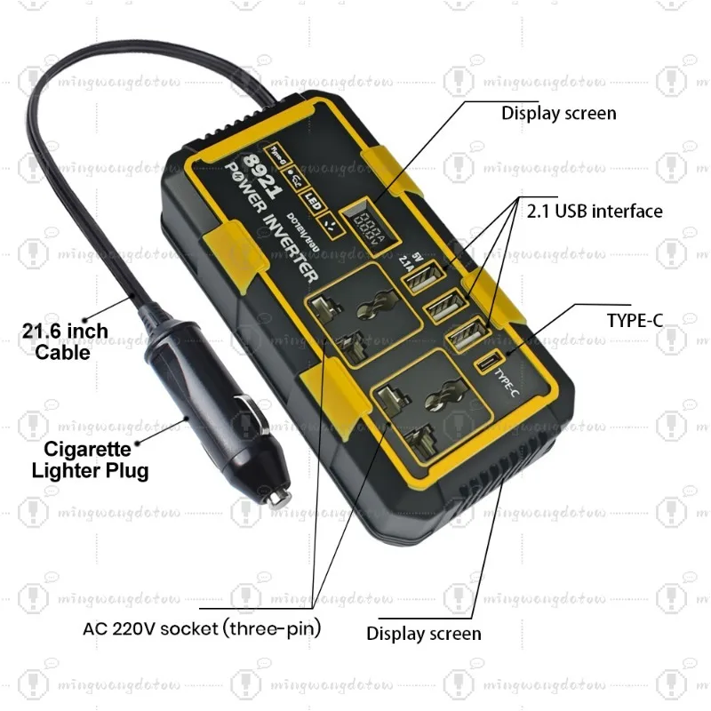 200W 300W Multifunctional Solar Inverter, 12V/24V to 220V Car Power Inverter