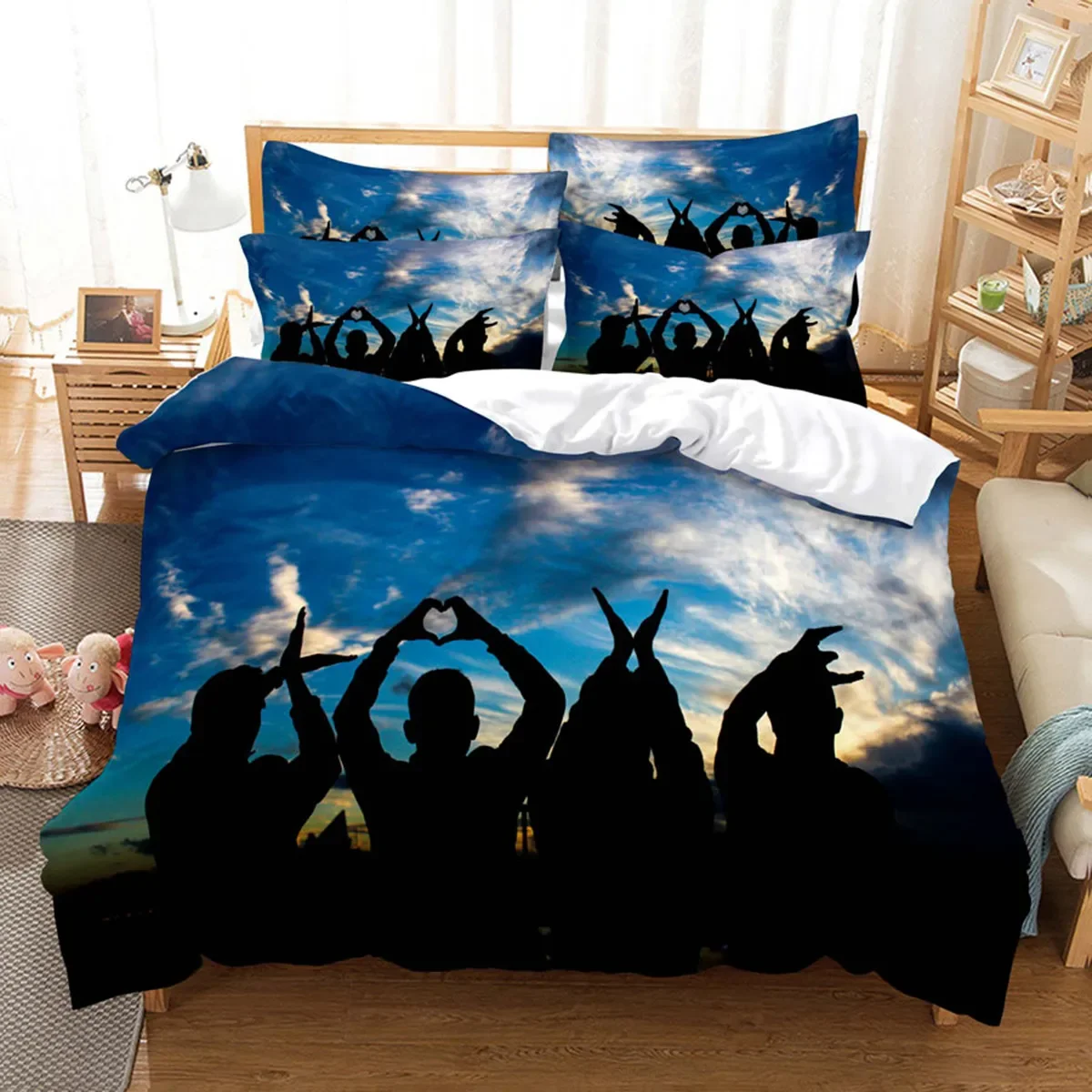 Sweethearts Duvet Cover Valentine's Day Bestie Gifts Friends' Youth Photo Theme for Bedroom Decoration for Women Men Queen King