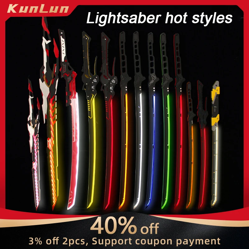 

108cm Lightsaber Hot Styles with Belt Luminous Cosplay Katana Acrylic Model Cyberpunk Sword Glow Game Samurai Cos Toys Boys Gift