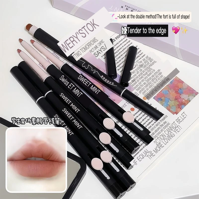 SWEET MINT Artist Lipliner Contorno a forma di labbro Penna colorata duratura con pennello Rossetto per principianti opaco