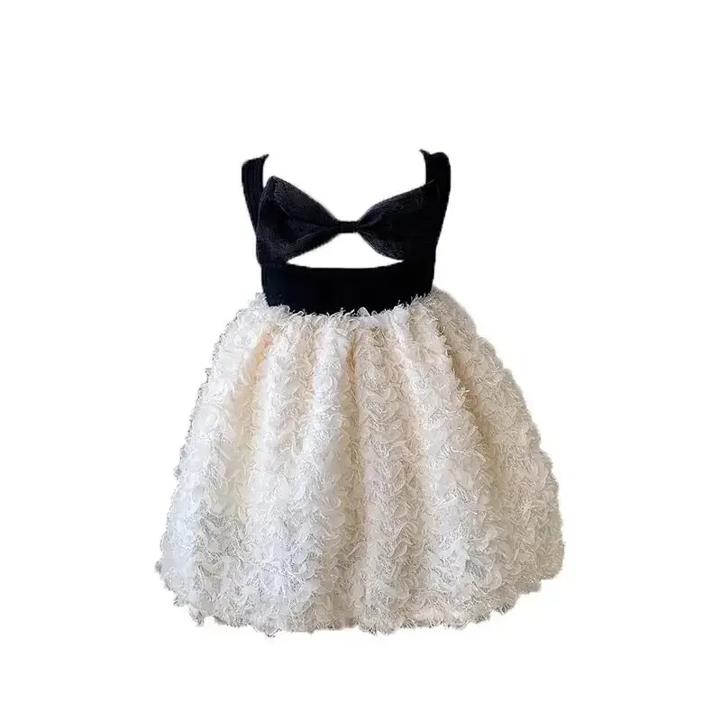 

Children's Splicing Bow Dress Baby Sleeveless Vest Dress Kids Girls' Dress Summer