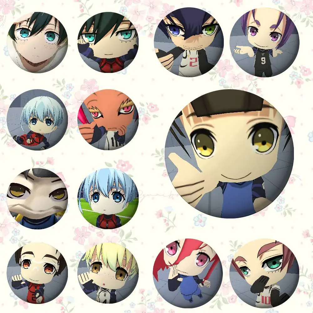 Niedliche Anime B-Blue-LockS Kawaii Abzeichen Blechbutton Anstecknadel Metall-Badge Individueller Schmuck Accessoires für Hut Tasche Revers
