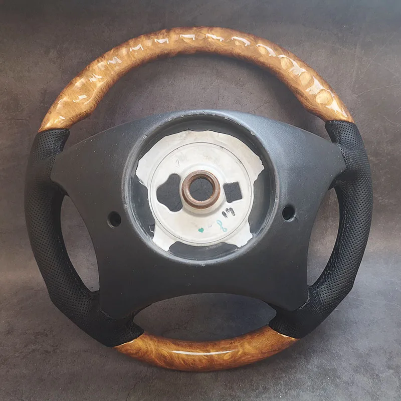 FOR 1998-2006 Mercedes CL55 AMG W215 S430 W220 Steering Wheel Chestnut Wood Gray Leather