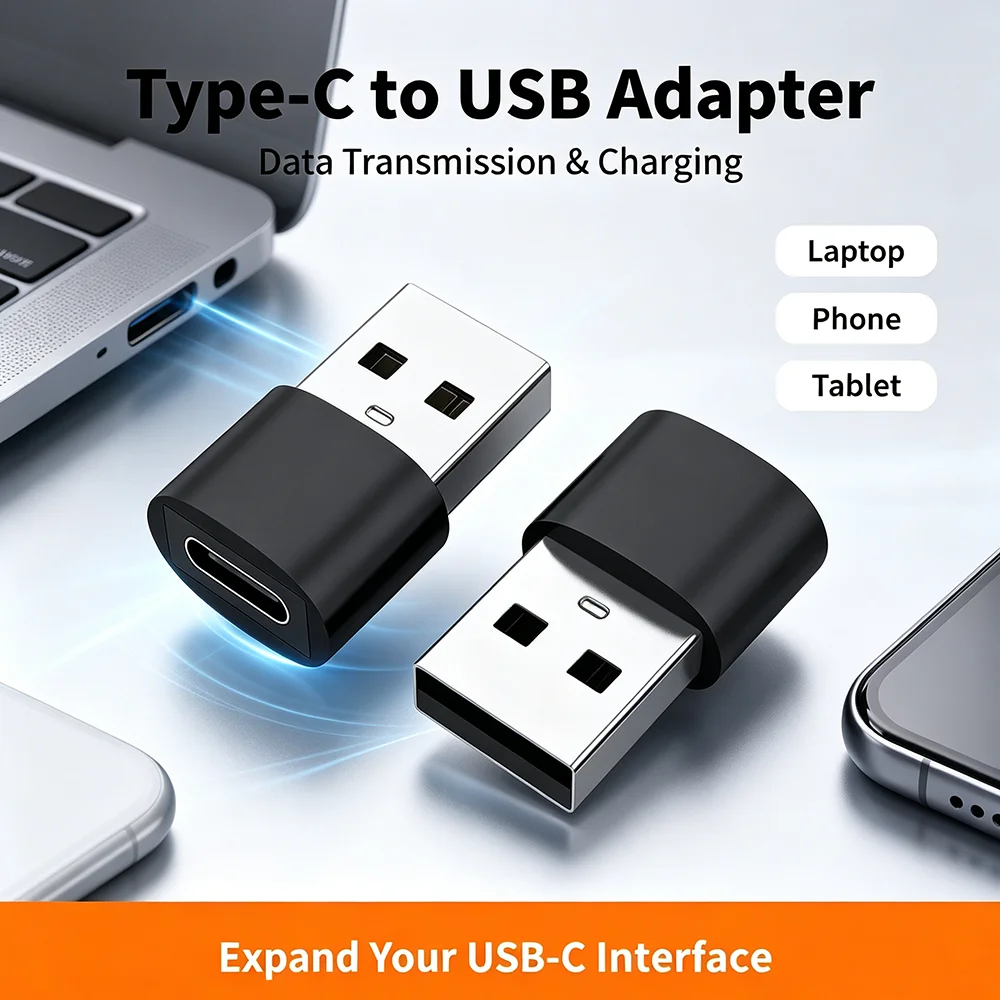 1pcs/2pcs USB C Female To USB A Male Adapter, Type C To USB A Charger Cable Converter For IWatch 7 AirPods, MacBook, iPhone