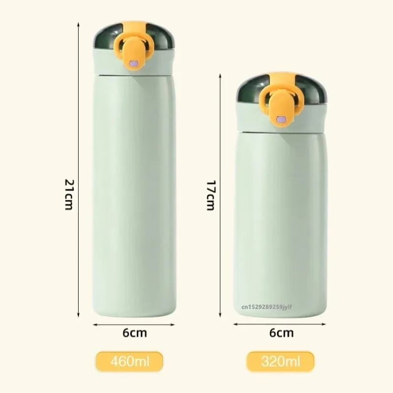 1pc 320/460ML Stainless Steel Thermal Bottle Portable Kids Straw Mug Cold & Hot Thermal Thermos Student Water Bottle view 4