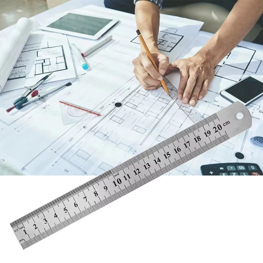 

Metal Ruler Stainless Steel Straight Ruler Measuring Stationery Drafting Accessories Hand Measuring Tool School Office Supplies