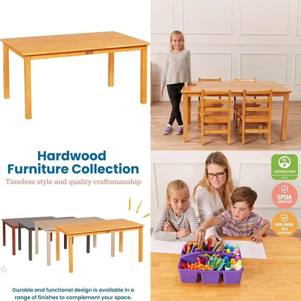 

30 x 48 Rectangular Solid Hardwood Table with 22 Legs, Children's Furniture