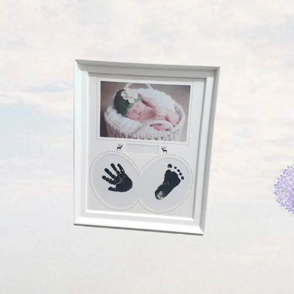 Keepsake Handprint Footprint Frame White PVC Newborn Baby Photo Frame Insert Included Perfect Gift for Baby Shower Celebration