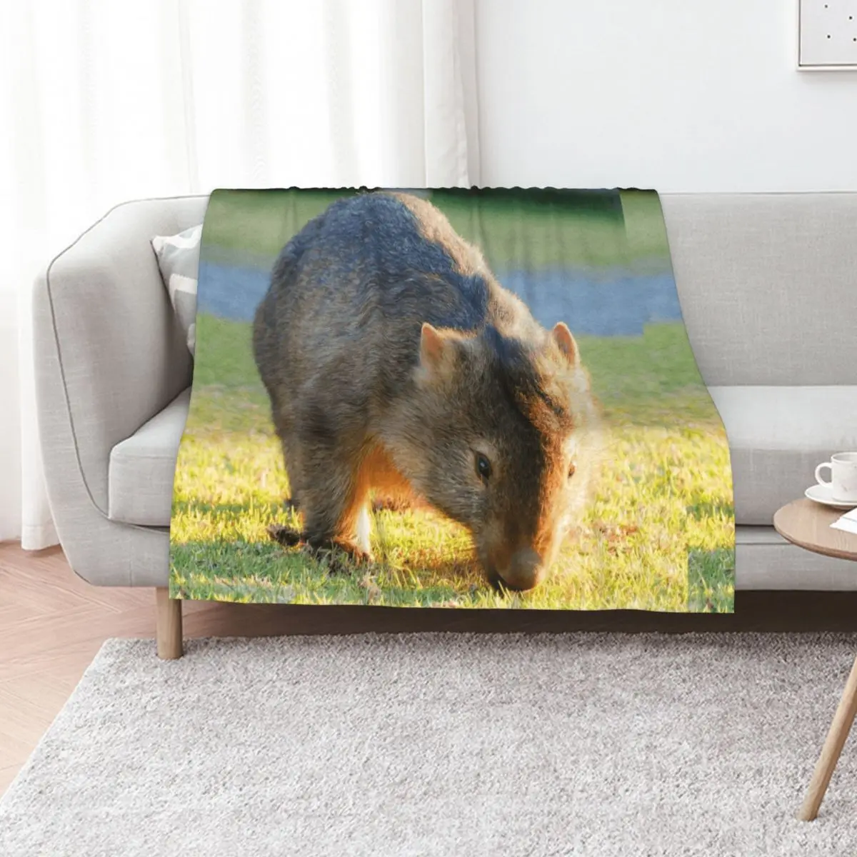 

Adorable Wombat Throw Blanket manga Bed linens Loose Decoratives Blankets
