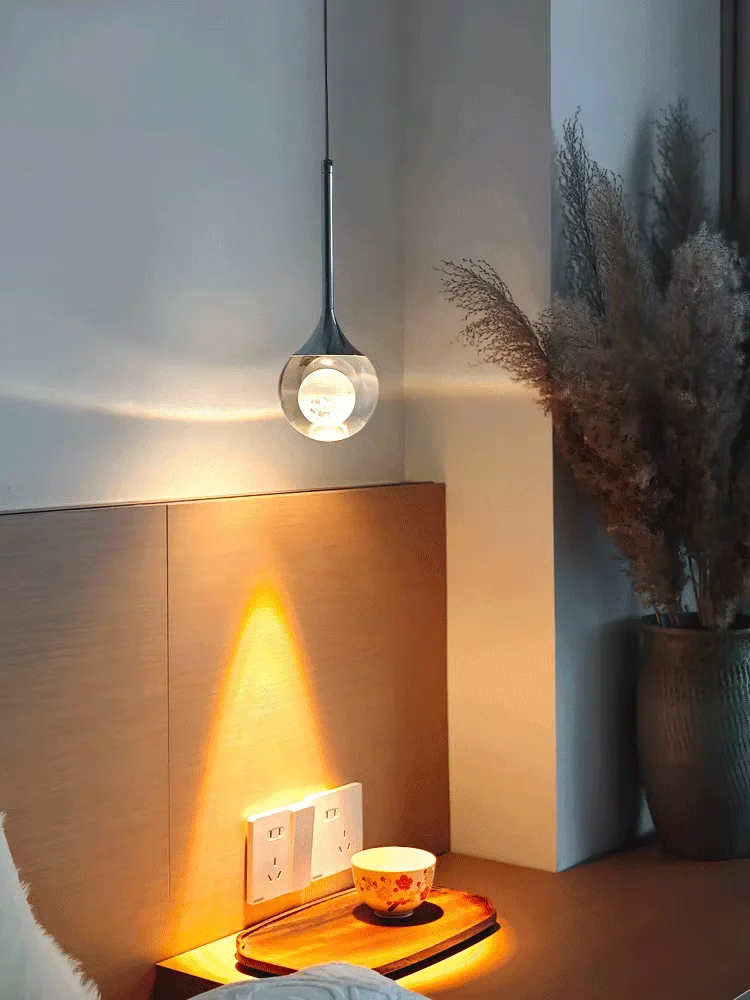 

Pendant light Italian style entrance hallway bar counter small moon crystal lifting hanging line small pendant light