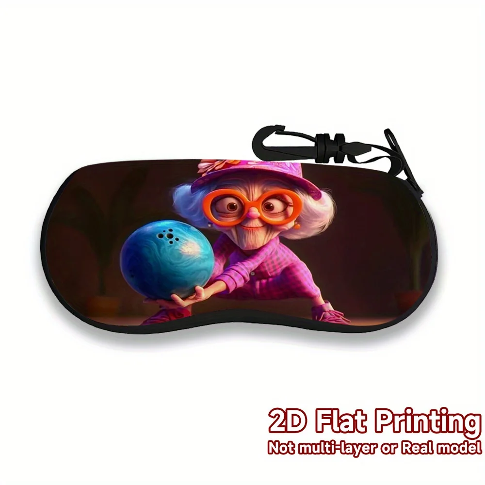 1pc, Cartoon Glasses Case Bowling grandma, Perfect for Big Capacity,Stylish Floral Botanical Design, Unisex, Portable Glasses