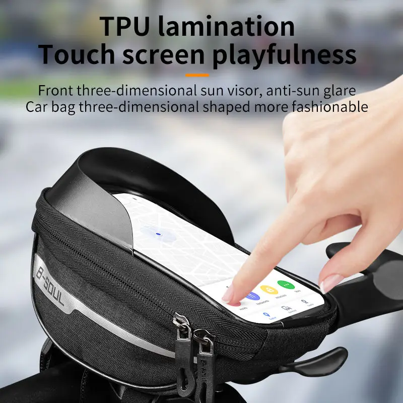 الدراجات دراجة دراجة أنبوبة رأسية المقود خلية الهاتف المحمول حقيبة حامل شاشة الهاتف جبل أكياس الحال بالنسبة 6.5 بوصة الهاتف