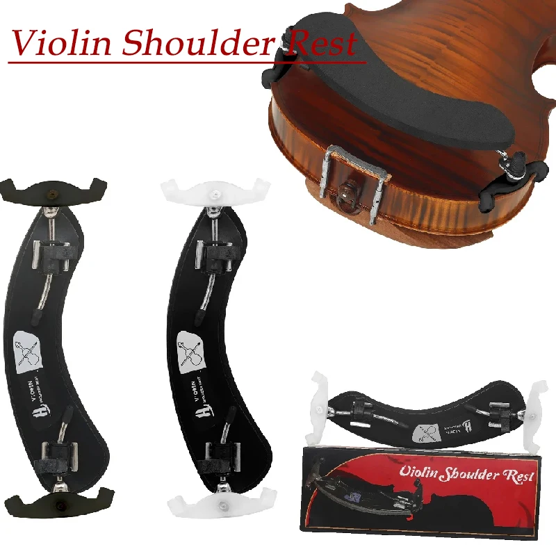 Adjustable Violin Shoulder Rest Pad 1/8 3/4-4/4 Size with Sponge Anti Wolf Black/White Feet Violin Accessories