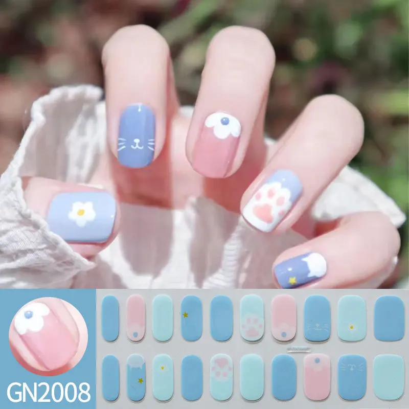 20 Styles No-Bake Gel Nail Stickers, Solid Color, Not Suitable for UV/LED Gel Nail Polish, Long-Lasting F Gel Sticker Nail Decor
