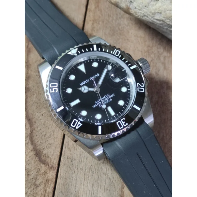 Quartz diving watch for SP28 sweep seconds/for 2315 movement men's black business luminous waterproof tape