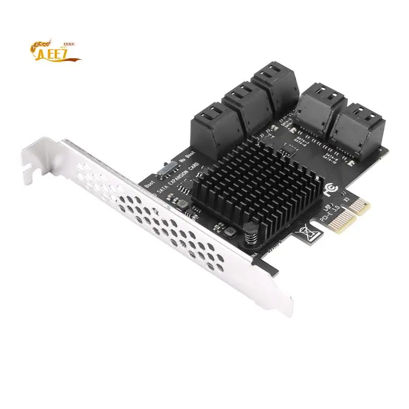 

AEE7-10 Порт SATA 3.0 к Pcie X1 Карта расширения PCI Express SATA Адаптер SATA3 6G Конвертер с радиатором для Windows