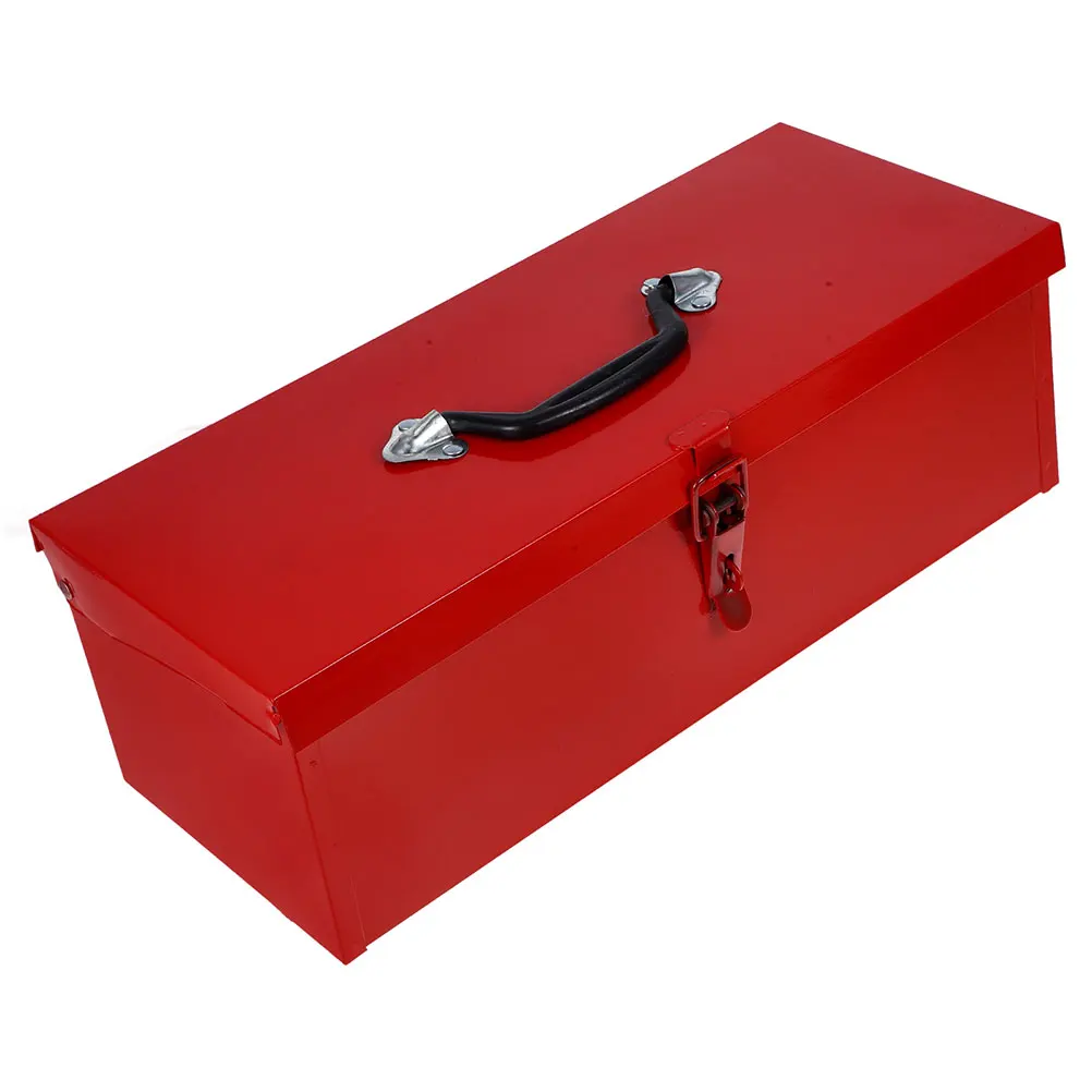 Red Metal Toolbox Thickened Iron Large Capacity Portable Tool Storage Case Durable Stylish Hardware Organizer