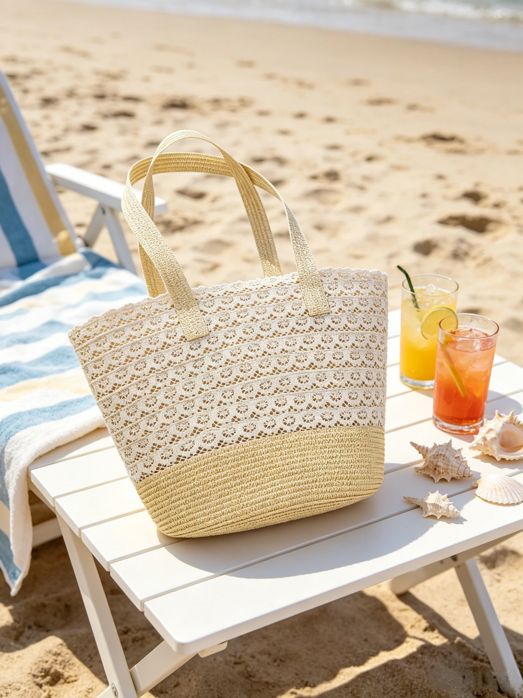 

Women Straw Tote Bag Lace Crochet Shoulder Bag Summer Beach Handbag Large Capacity Woven Bag Casual Travel Purse