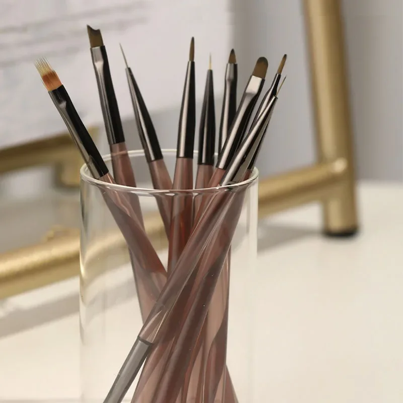 Pinceaux fins pour Nail Art, 9 pièces, brosse de manucure française, dégradé d'ongles, constructeur de Gel, petite brosse, ensemble d'outils de peinture XJS02
