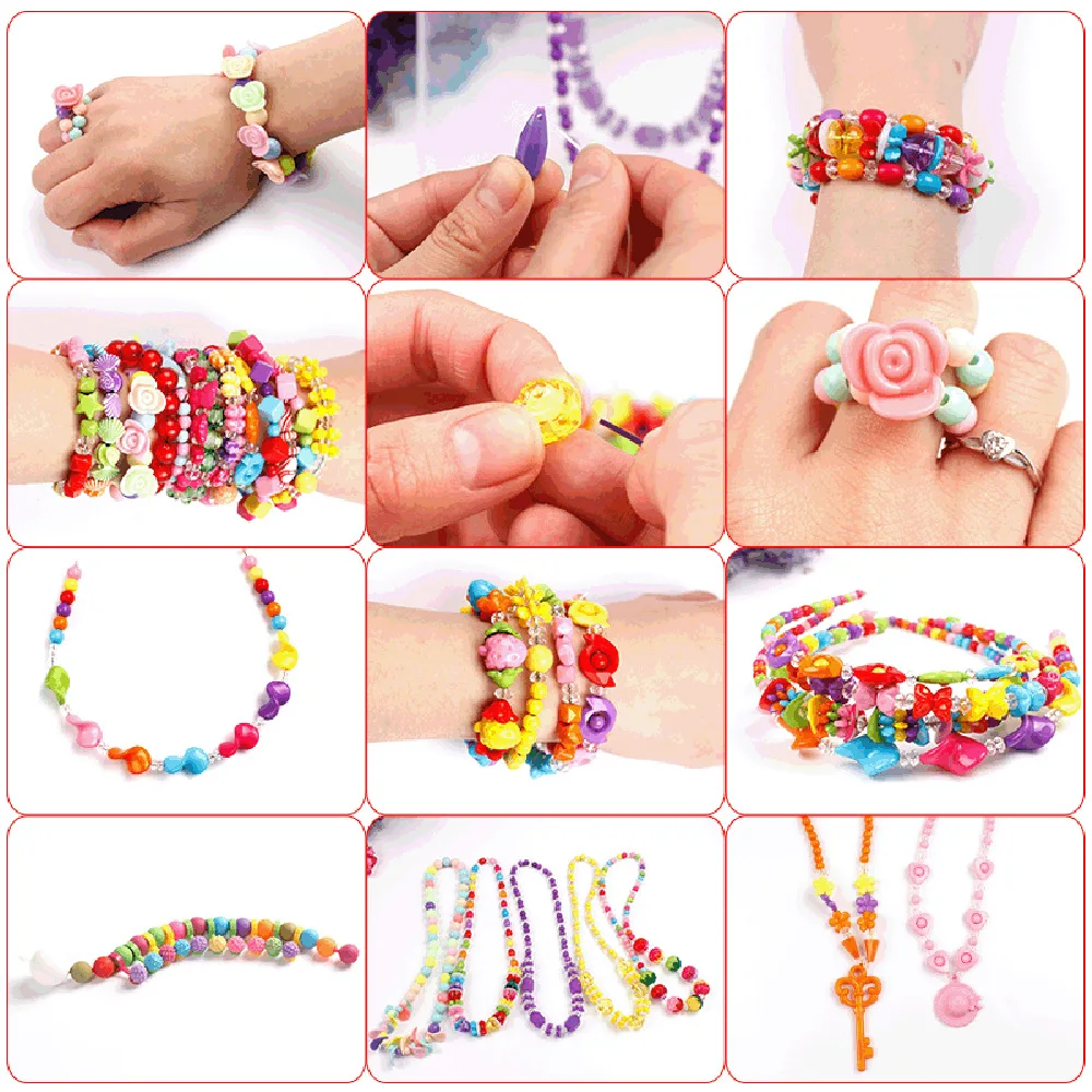 7544pcs DIY Beads Bracelet Kit Making Necklace Manual Toys for Girls Pearls Games Handmade Children\'s Gift Material Elastic Kids