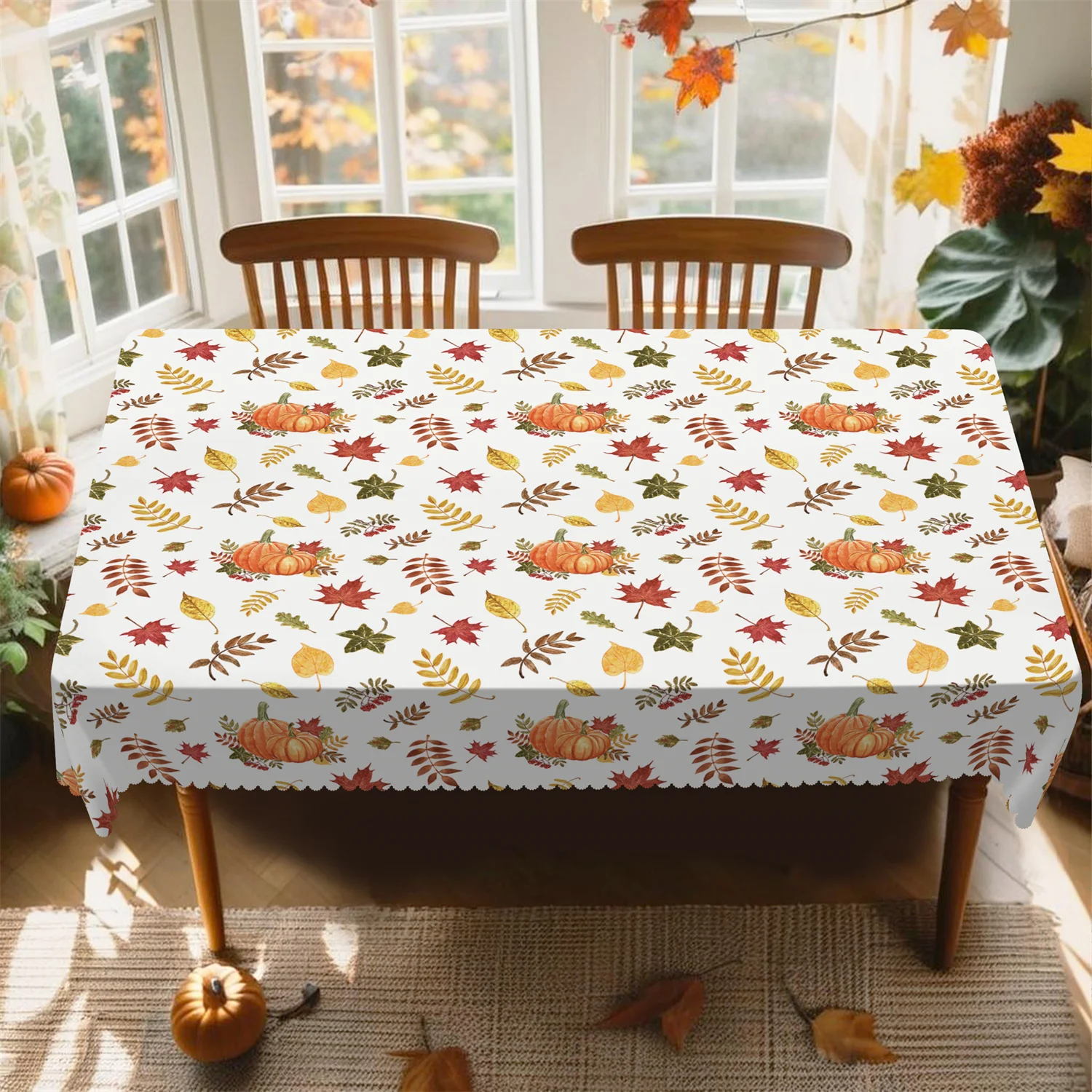 Autumn Leaf Pumpkin Berries Autumn Tablecloth (per pack of 1) Suitable for kitchen table partieszyc