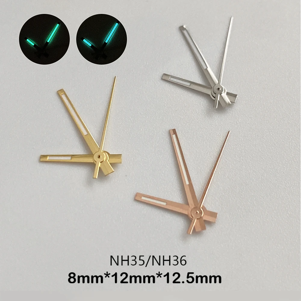 Date just Watch Hand Watch Needle Fit NH35/NH36 Movement Green/Ice Blue Luminous Watch Modification Accessories