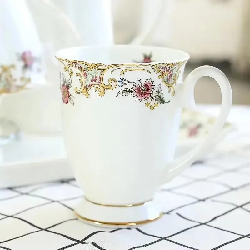 Bone China Coffee Mugs, Floral Painting, Breakfast Milk, Flower Tea, Water Cup, Ceramic Vintage Goblet, Present Porcelain