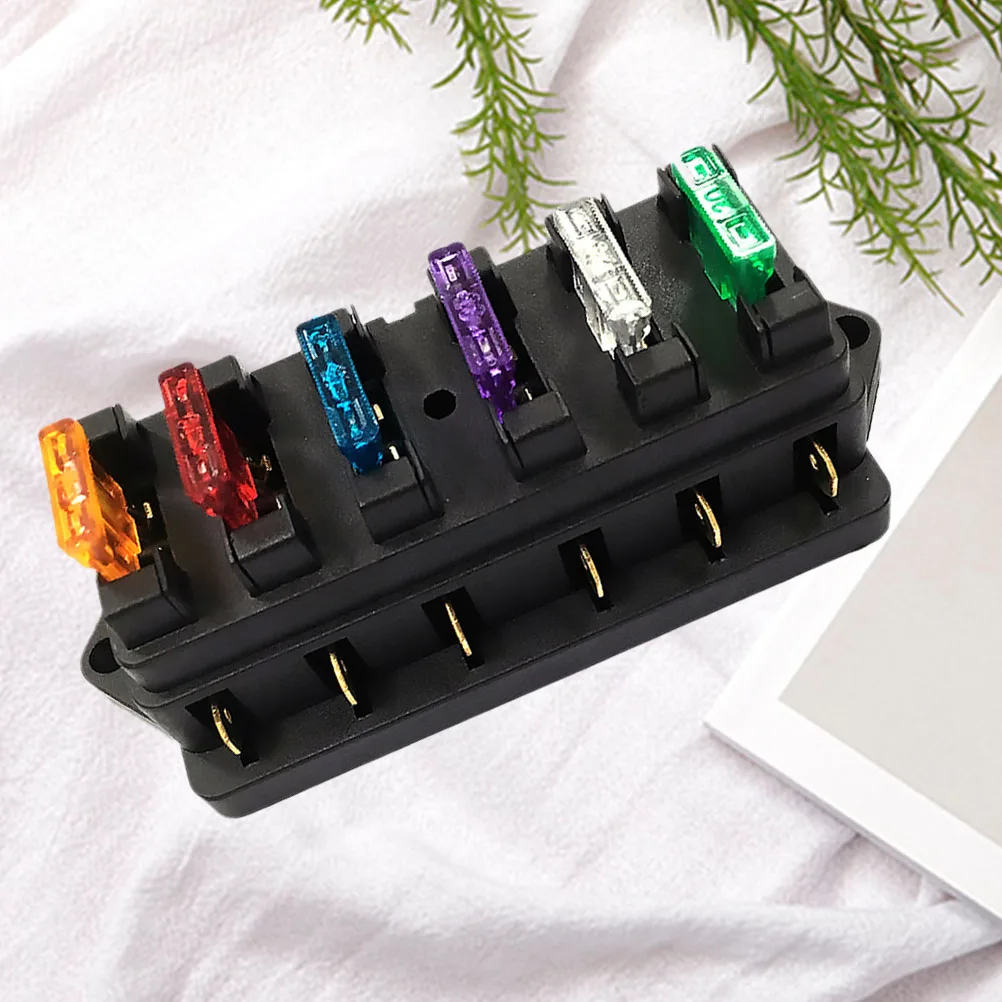 

6 Way Fuse Block Automotive Dc Fuse Holder Led Indicator Flame Retardant Plastic For Trucks Rvs Boats Car Accessoriesfuse Box