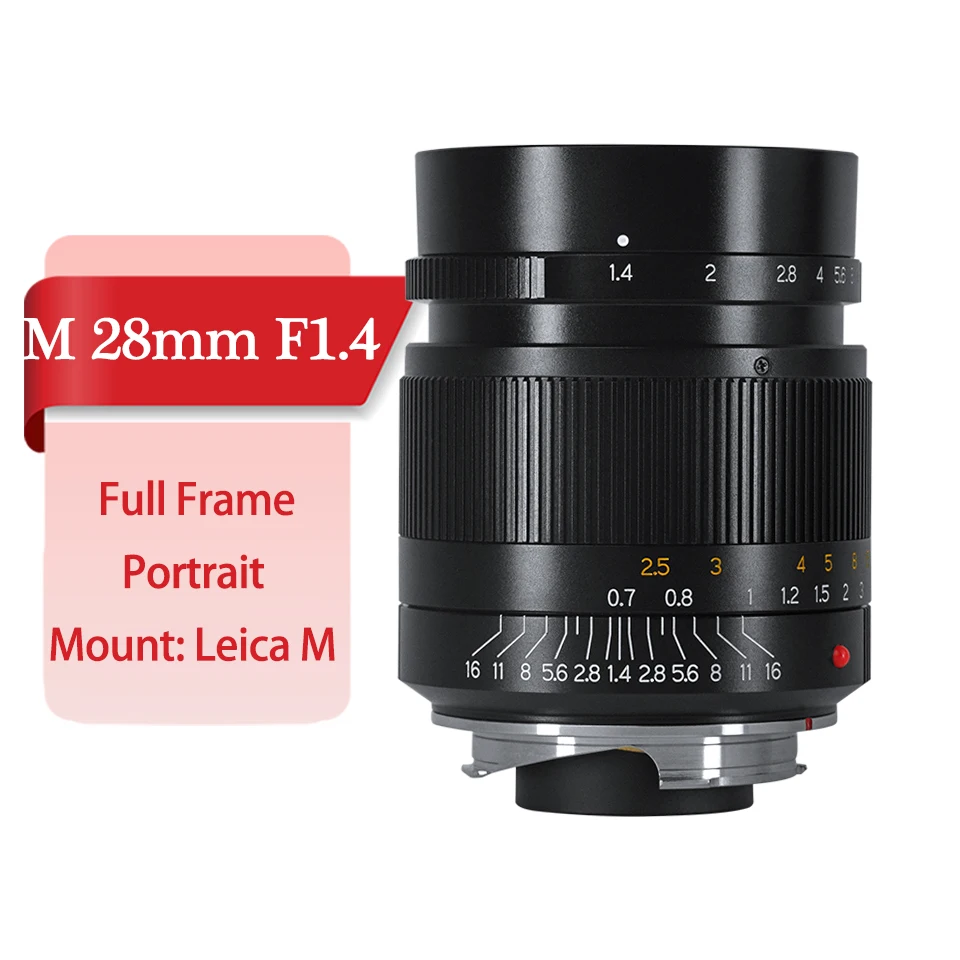 7artisans Full Frame M 28mm F1.4 groothoekcameralens voor portret- en landschapfotografie met Leica M-vatting M2 M3 M4 M8 M9 M9R