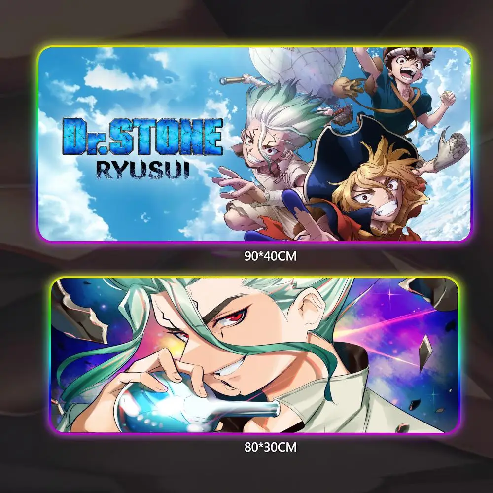

Dr Stone Ishigami Senkuu Anime Mouse Pad Gamer Luminescence Led Mouse Pad Gaming Table Rgb Deskmat Keyboard Pc Mousepad