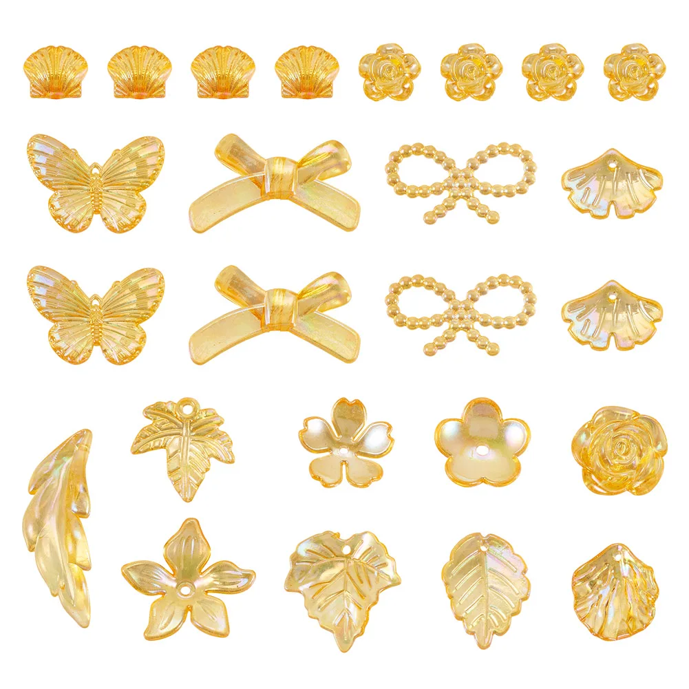 100g DIY Baroque Jewelry Making Finding Kit Including AB Color Mixed Shapes Acrylic Charms and Beads 10~40x10~33x3~12mm