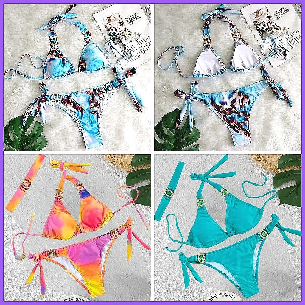 

Sexy Rhinestone Push Up Bikini Set 2026 - Women's Sparkling Beach Swimwear & Bathing Suits