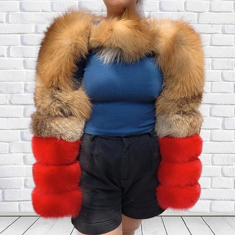 Pelliccia naturale pelliccia di volpe cappotto di pelliccia da donna un paio di maniche giacche di pelliccia di procione naturale cappotto di moda cappotto di pelliccia giacca di pelliccia vera procione