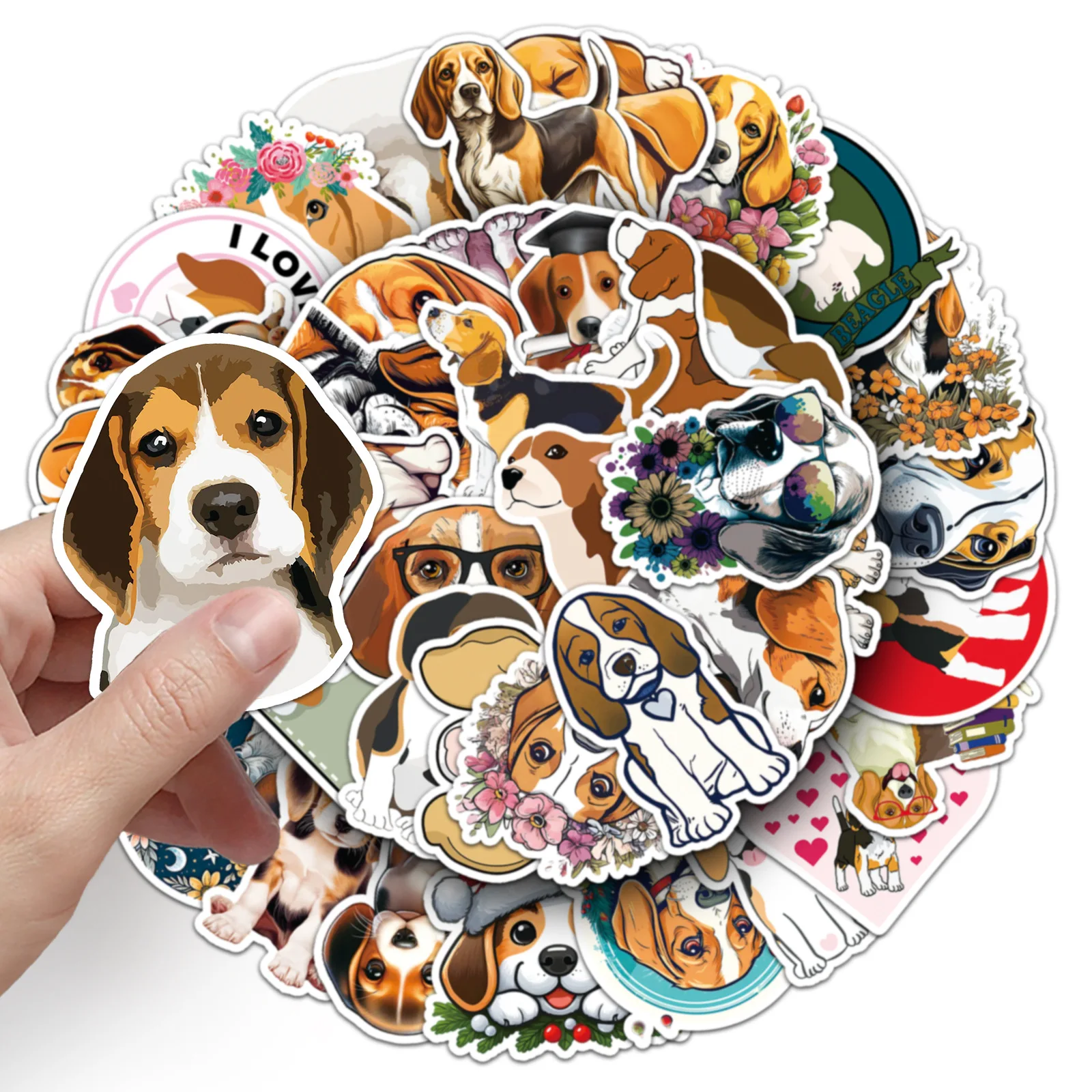 50 قطعة بيغل الكلب الكتابة على الجدران ملصقات لطيف الكلاب الكرتون ملصق مائي الأمتعة الهاتف الغيتار سكيت ملصق مضاد للمياه الكلاسيكية ألعاب أطفال