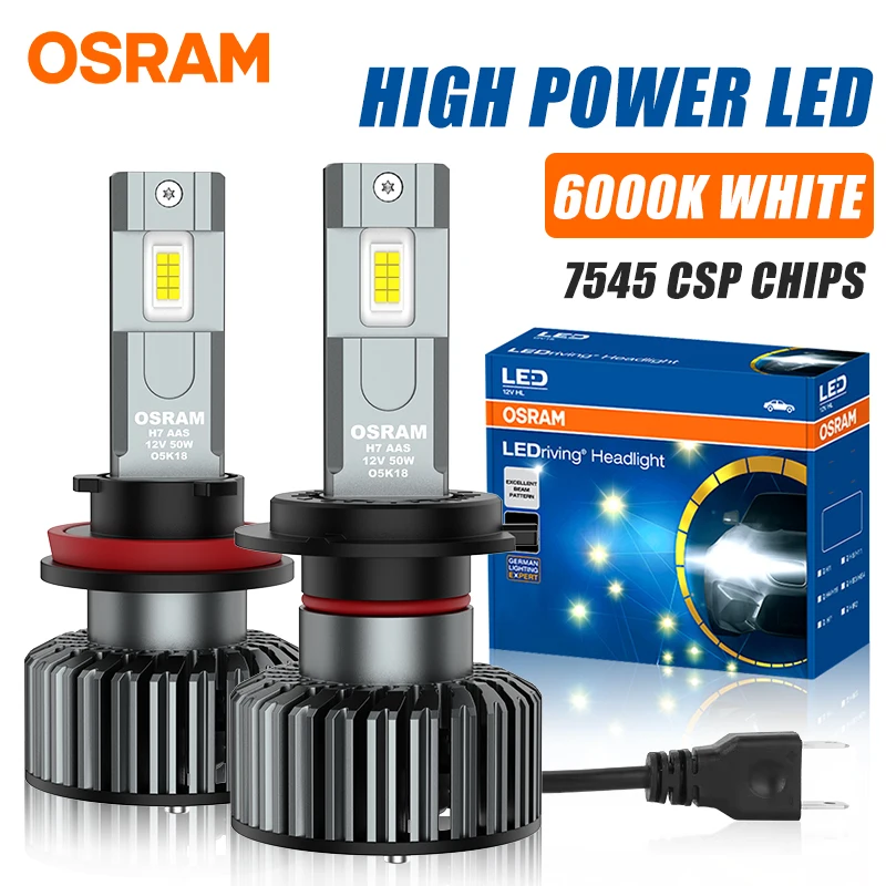 

Светодиодные лампы OSRAM H4 H7 для фар, H11 H8 9005/HB3 9006/HB4 9012 HIR2 для противотуманных фар, 12В 6000К, автомобильные лампы с оригинальными чипами OSRAM CSP