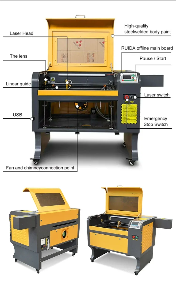 Precision Fiber Laser Engraving Machine 50w 60w 80w 100w Metal Wood Pipe Glass Industry Carbon Dioxide CNC Laser Cutting Machine